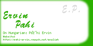 ervin pahi business card